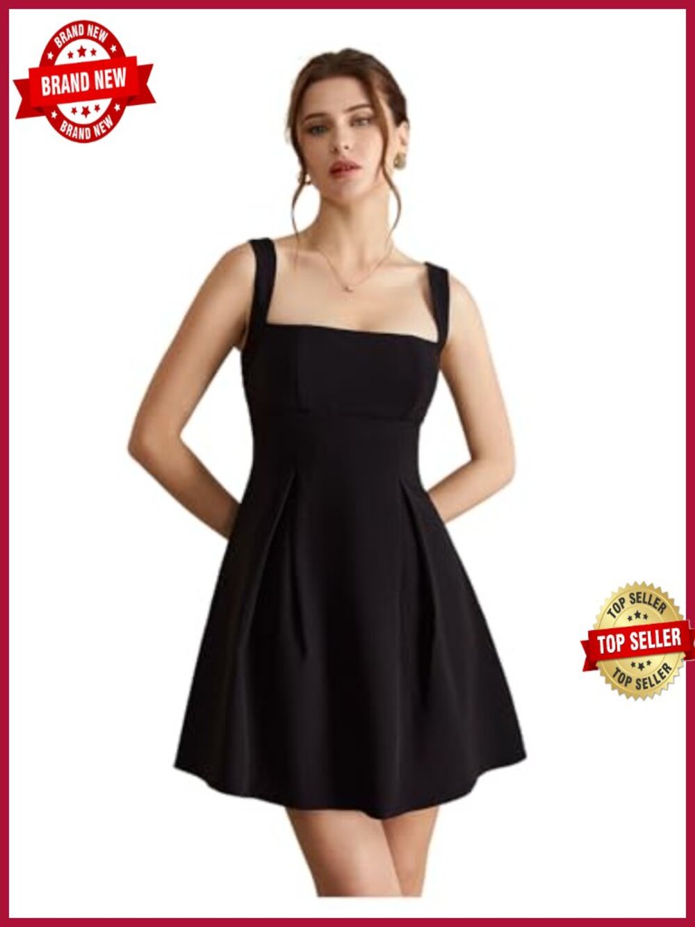 Square Neck Sleeveless Flowy Fit and Flare Mini Dress